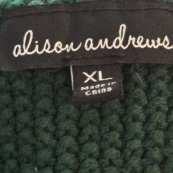Alison Andrews Emerald Long Sleeve Multi Stitch V-Neck Sweater, Size XL - Picture 5 of 7